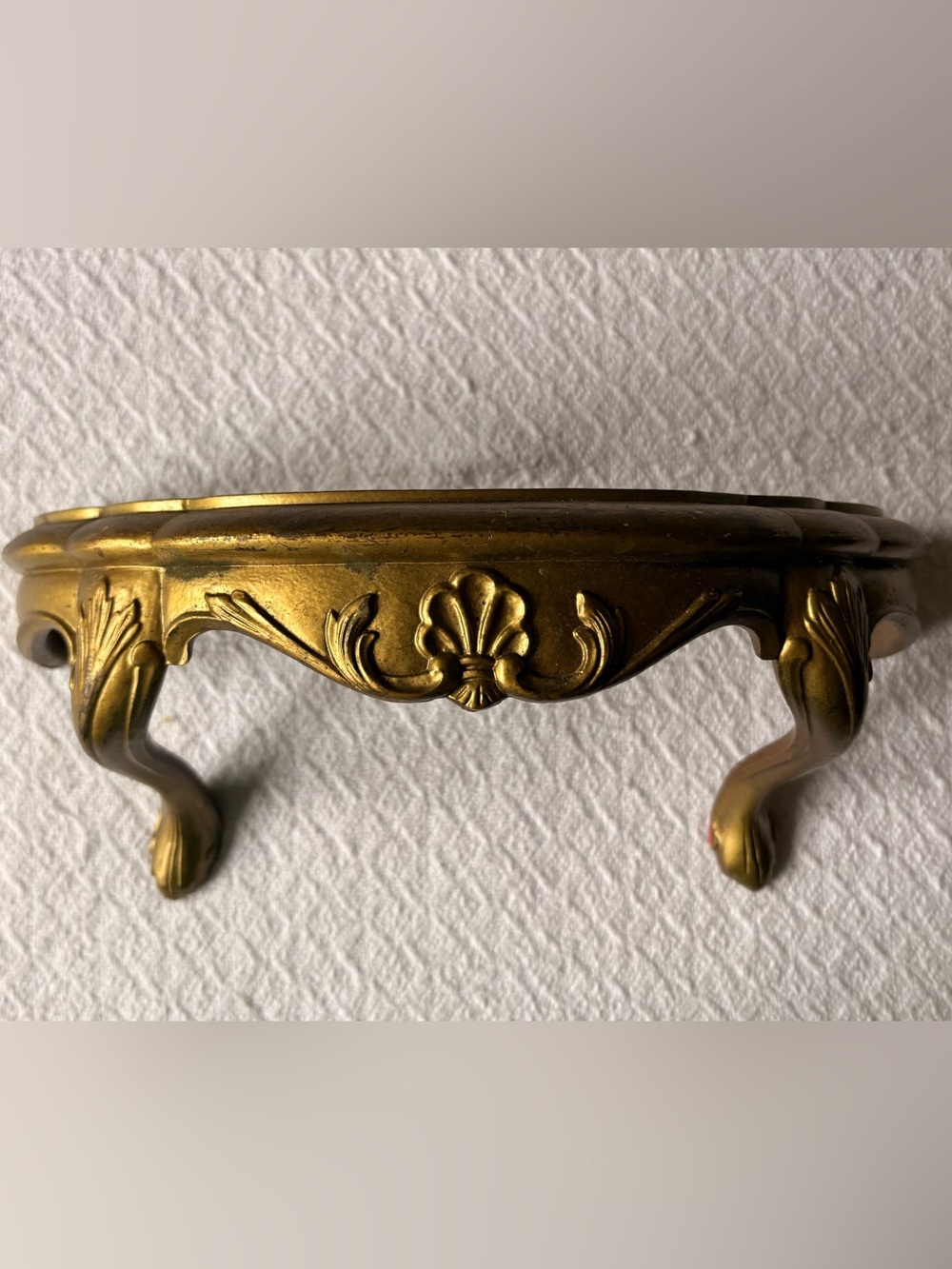Vintage Victorian Ornate Burwood Accent Shelf Gold Decorative Motif Curved Legs